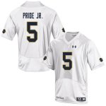 Notre Dame Fighting Irish Men's Troy Pride Jr. #5 White Under Armour Authentic Stitched College NCAA Football Jersey JAQ7099DO